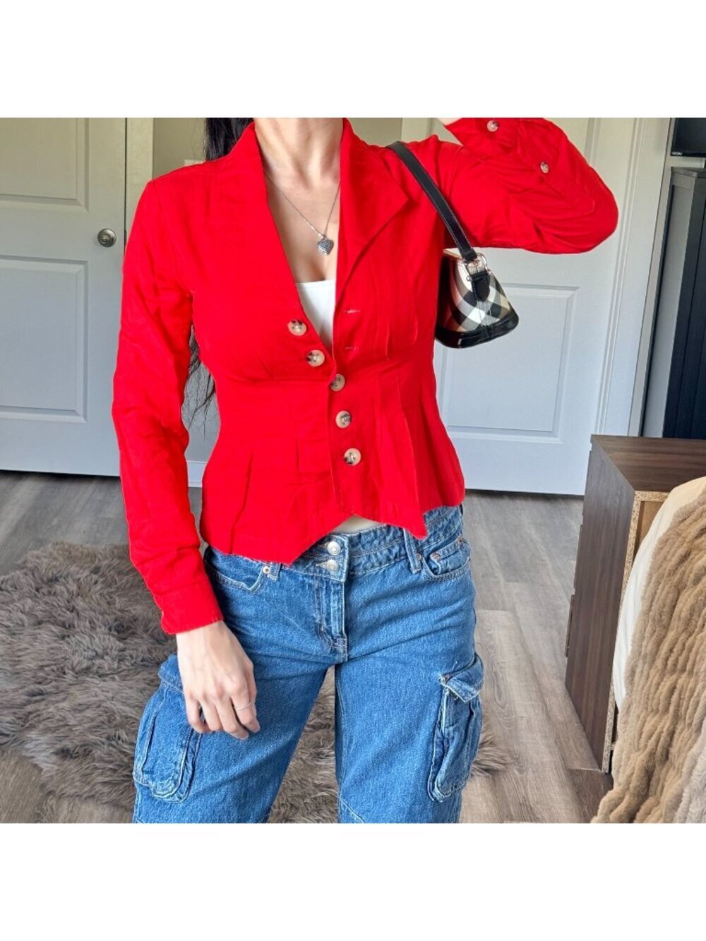 NWT Maeve by Anthropologie Red Blazer Women 0 Rayon Linen Jacket Boho Piratecore